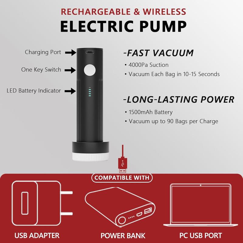 SUOCO Travel Vacuum Seal Bags 18 Pack with Rechargeable Electric Pump ...