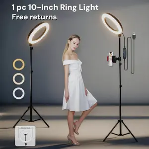10" Ring Light with Tripod Stand and Phone Holder (145 cm / 57") – Dimmable LED Ring Light for TikTok, YouTube, Photography, Makeup, Live Streaming, March Madness, Spring Break, World Cup