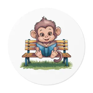 Cute Monkey Reading Vinyl Stickers, Kid's Room Decor, Fun Party Favors, Animal Lover Gifts, Playful Wall Art