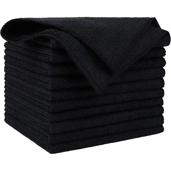 AIDEA Microfiber Cleaning Cloth-10PK, Black Microfiber Towels,12×12" | Microfiber Towels for Cars, Wash Cloths, Lint Free Cleaning Rags for SUVs, House, Kitchen, Window, Car Cleaning Wipes backtoschool
