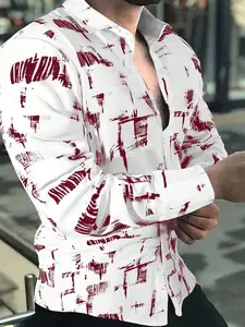 Men's Long Sleeve Shirt, Comfortable Casual Wear, Print, Suitable for All Occasions, Work & Leisure, Fitted Style, Moderate Fabric Thickness