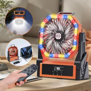 Camping Fan Rechargeable, Portable Fan with LED Lantern, 20000mAh Battery Powered Travel Fan with 1-8 Hour Timer Function, 270° Head Rotation, Tent, 4 Speed Settings