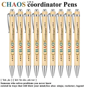 9 Pack Chaos Coordinator Pens, Black Ink Ballpoint Pens with Stylus Tip, Ballpoint Pens for Nurse, Teacher, Office Coworker, Funny Appreciation Gifts for Women, Boss, Manager, Colleague, Ballpoint Pen Set