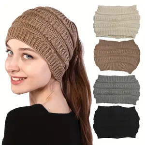 4pcs Vintage Knitted Headbands Set - Polyester Wide-Brim Elastic Hair Scarf, Ear Warmers, Minimalist Style, Solid Color, Non-Feathered, Ideal for Autumn  Winter Outdoor Travel
