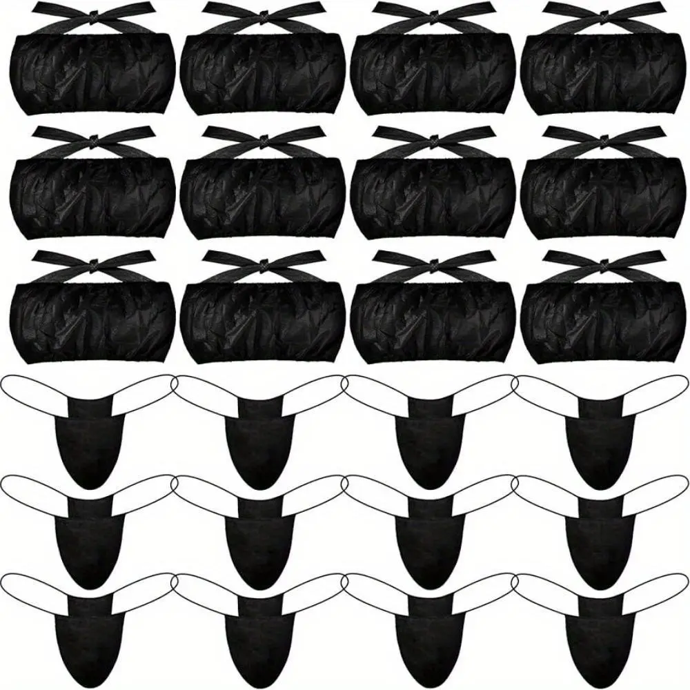 10-Sets/25-Sets of Women's Disposable Underwear Sets, Non-Woven Thongs, Breathable Disposable Strapless Bras, Suitable for Spas, Saunas, Beauty Salons, Massage Centers, and Travel Underwear
