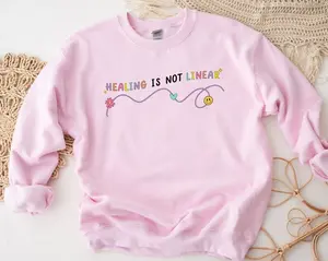 Mental Health T-Shirt, Sweatshirt & Hoodie - Healing is Not Linear Sweatshirt, Therapy Shirt, Cotton Crewneck
