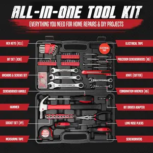 Household Tool Kit with Sturdy Case – Home Repair Tools Set for Men & Women, Hand Tool Set for Apartment, Garage, Office, and Home Maintenance