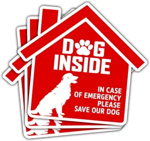 Set 3pcs Dog Inside in Case of Emergency Please Save Dog in House Fire Sticker, 3 inch Sticker for Laptop Water Bottle Book