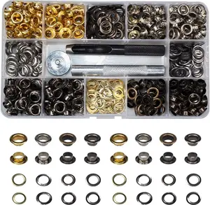 400 Sets 4 Color Brass Grommet Eyelets Kit Tool 6Mm 1/4" inside Diameter with Setting Tool Canvas Clothes Leather Self Backing Tool INNETOC