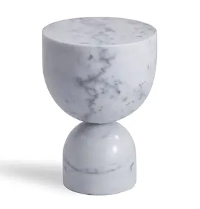 GFURN Round People Side Table - White Indoor Furniture for Living Room, Bedroom Decor