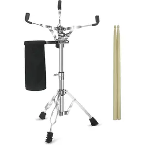 Snare Drum Stand Snare Stand with Drumstick Holder and a Pair of 5A Drum Sticks Fit for 8 to 15 Inch Snare Drum and Practice Pad, Adjustable Height 15.8 to 22.8 Inches for Drum Beginners
