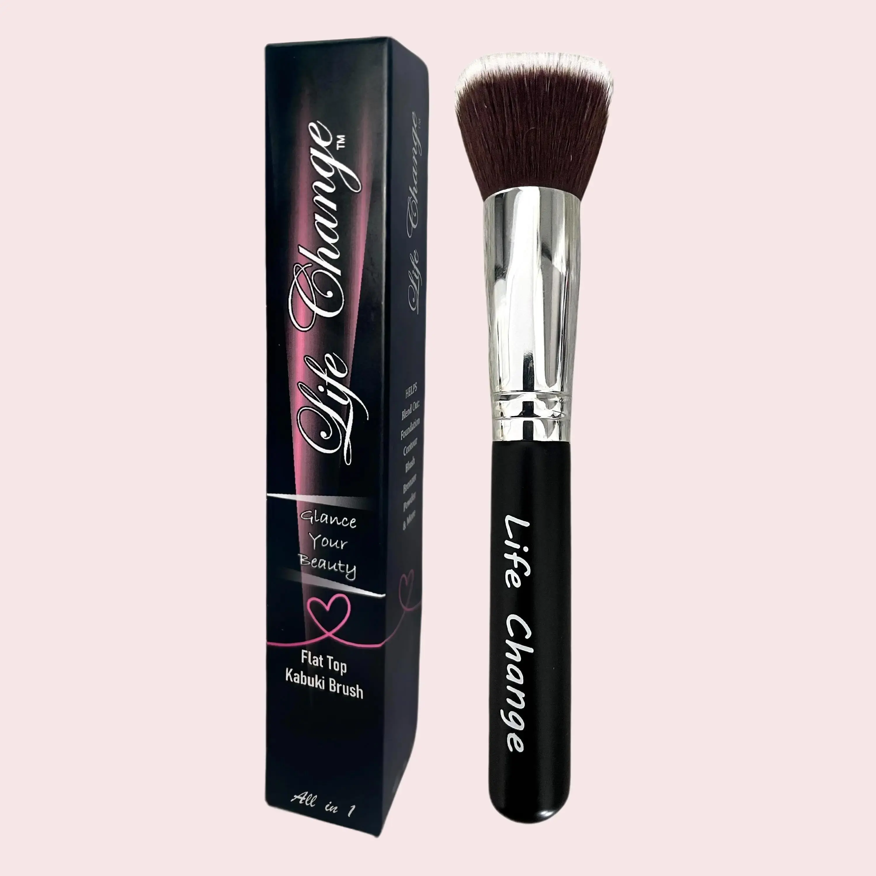 Life Change Flat Top Kabuki Foundation Makeup Brush Synthetic - Cream, Powder, Liquid, Blending, Buffing Brush