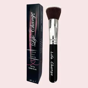 Life Change Flat Top Kabuki Foundation Makeup Brush Synthetic - Cream, Powder, Liquid, Blending, Buffing Brush