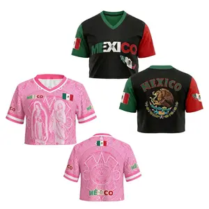 Pink Mexico 2026 Crop Mesh Jersey, Unisex Mexicana Football Jersey Shirt for Women, Mexican Girl Gift