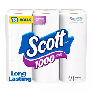 1000 Septic-Safe 1-Ply Toilet Paper， 1000 Toilet Paper, , Septic-Safe, 1-Ply Toilet Tissue 18 Rolls scott comfortplus Scott Choose-A-Sheet