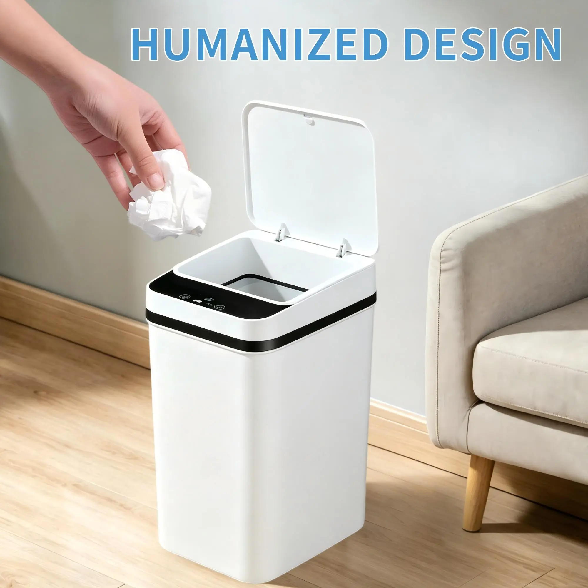 Automatic Touchless ABS Motion Sensor Smart Garbage Can - Slim, Waterproof Trash Bin for Bedroom, Bathroom