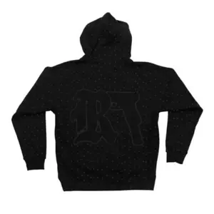 2025 European Men’s Printed Dark Black Series Youth Trend Long-Sleeve Casual Hooded Pullover Sweatshirt Top with “No Risk No Reward” Design