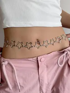 Star Design Waist Chain Belt, Star Decorated Belt, Fashionable Body Chain Belt for Women, Y2K Fashion Accessory for Party, Daily Clothing Decor, Trendy All-match & Exquisite Jewelry for Birthday Gift