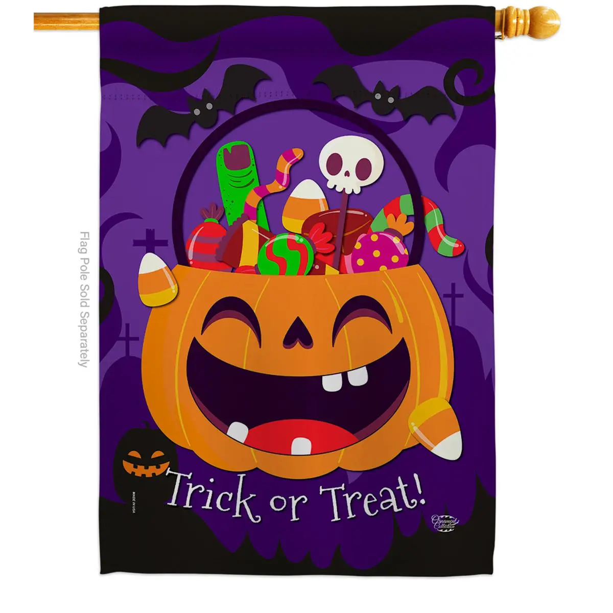 Ornament Collection H192243-BO 28 x 40 in. Happy Pumpkin House Flag with Fall Halloween Double-Sided Decorative Vertical Flags Decoration Banner Garden Yard Gift