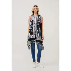 Boho styled embroidered tunic-black graphic