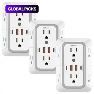 USB Wall Charger and, 6-Outlet Surge Protector with 4 USB Ports, 3-Sided Multi-Plug Adapter Power Strip for Home, Travel and Office Use USB Ports Socket