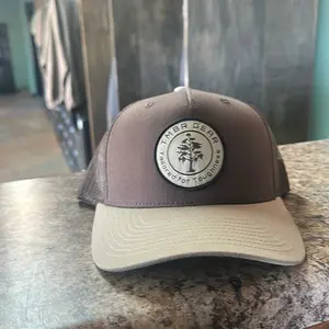 TMBR Gear Patch Hat - Tailored for Toughness Brown & Beige Trucker Cap with Logo