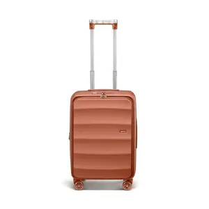 4MYTU Front Opening 22 Inch Bigger Carry-On Suitcase Expandable Travel Luggage Business Travel Multi-functional Handle for Cup Holder and Bag Hanger 360° Skateboard Wheel Build-in USB Port Antimicrobial Linear in Fiery Red