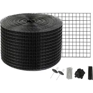 Solar Panel Bird Guard 6inch x 100ft PVC Coated Wire Mesh Roll Kit with 60pcs Fasteners, Critter Fence, Pigeon Proofing, Black
