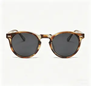 Vintage Tortoise Shell Round Sunglasses - Classic Retro Frame, Polarized Dark Lenses, Timeless & Face-Slimming, Perfect for Casual Outfits, Travel & Everyday Street Style