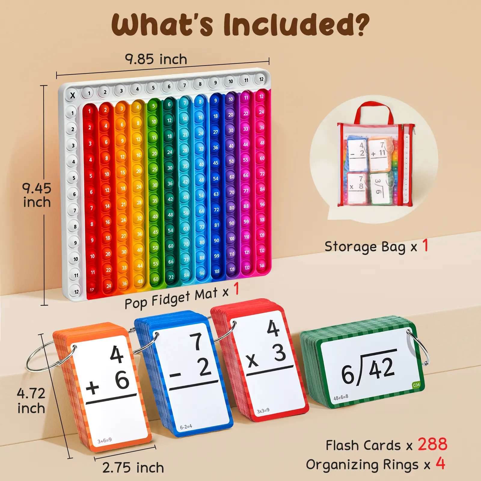 Math Flash Cards + PopIt