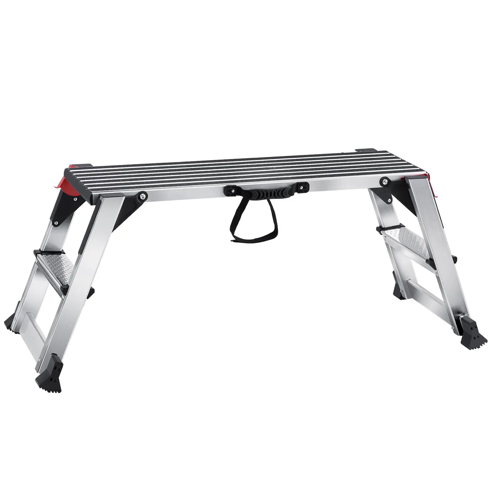 【Summerfinds】VEVOR Adjustable Aluminum Folding Work Platform, 660 lbs Load Capacity Drywall Stool Ladder, Heavy-Duty Work Bench with Non-Slip Ft, Ideal for Vehicle Washing, Painting, Adjustable Collapsible Portable Ladder, Adjustable Ladder, Aluminum