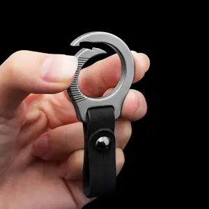 Titanium Alloy Keychain with Leather Lanyard, Car and Home Keys Accessory, Durable and Stylish Key Holder for Daily Use, Portable Keychain