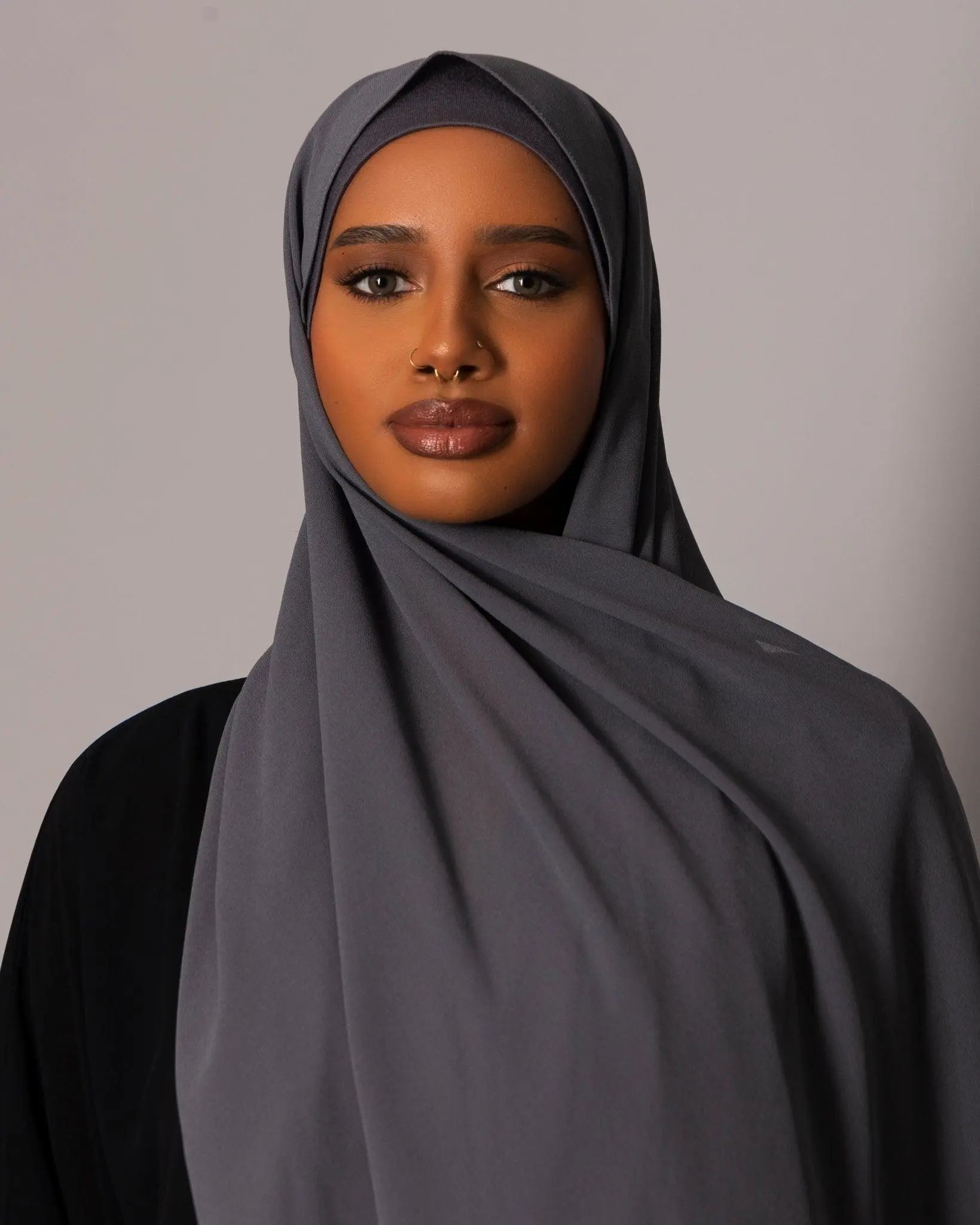 Chiffon Hijab with matching under cap set – Charcoal