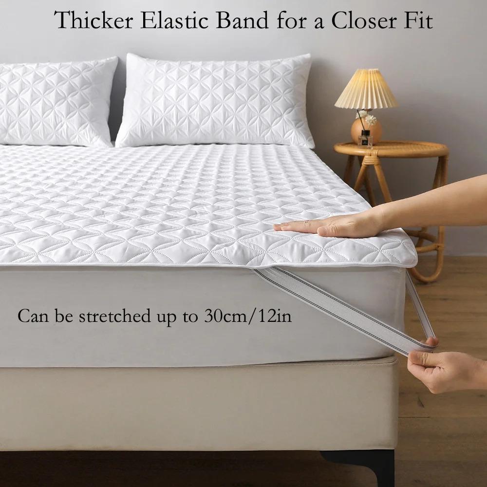 1pc Waterproof Thickened Mattress Protector, Dustproof Breathable Allergy-Resistant Mattress Cover, Soft Comfortable Noiseless