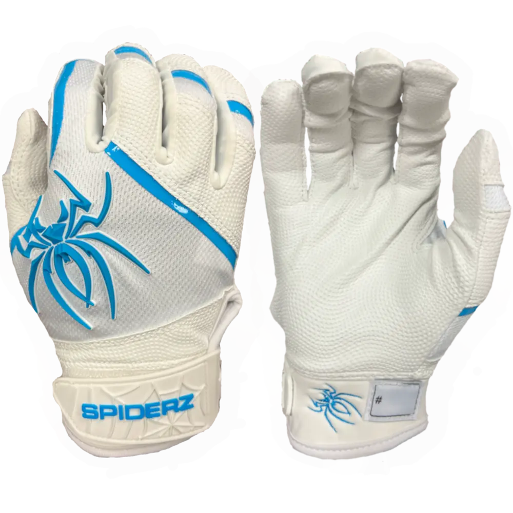 Spiderz PRO Batting Gloves - White/Columbia Blue