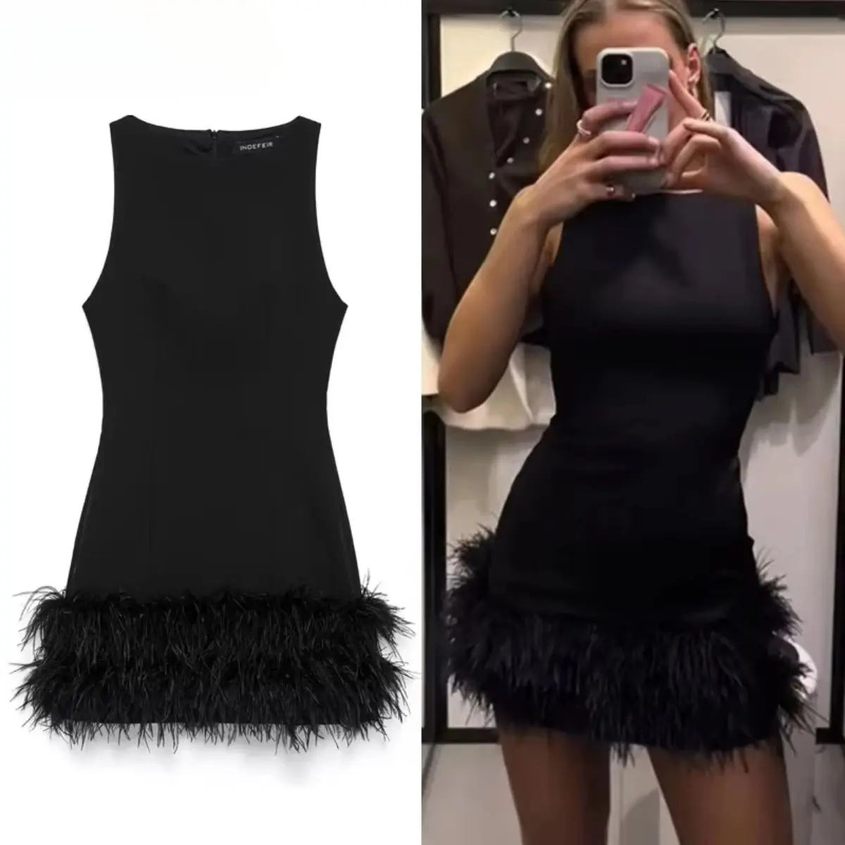 Aria Muse  Womens Dresses Feather Black Dresses Women Sleeveless Short Dresses Female Solid Slim Spandex Sexy Dress Christmas Vestidos