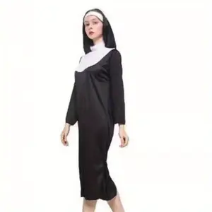 Polyester Women's Street Style Nun Costume - Anime Cosplay Robe for Party Role-Playing and Stage Performance (European and American Fashion 2405136)