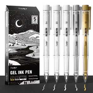 [JusArt] White Pen, Gold Pens & Silver Pen with 0.4mm, 0.5mm & 1.0mm Assorted Tips, Opaque Ink Pens for Black Paper, Journaling & DIY Crafts, Ideal Drawing Pens for Artists & Art Supplies, 5 Pack