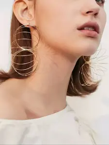 Women's Spiral Hoop Earrings, Layered Ring & Firework Design, Lightweight Fashion Jewelry for Parties Daily Wear Summer Beach Nightlife