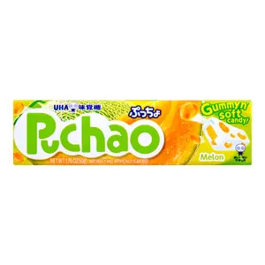 UHA Mikakuto Melon Juice Filled Gummy Candy 50g - Authentic Japanese Soft Chewy Fruit Snack