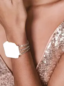 Polished rhinestone watch bands for Apple Watch bands in sizes 38mm, 40mm, 41mm, 42mm, 44mm, 45mm, 46mm, and 49mm, compatible with iWatch series 10, 9, 8, 7, 6, 5, 4, 3, 2, and 1, and SE Ultra, Watch Straps. (Watch and case not included)