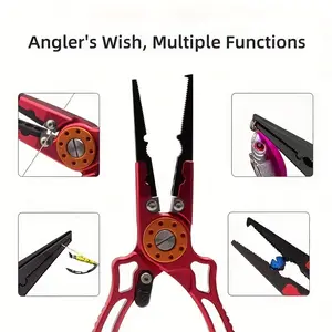 1set Aircraft Aluminum Lure Clamp Set, Lightweight Titanium Military Design, Strong Line Cutting Hook Removal Fish Measurement Function