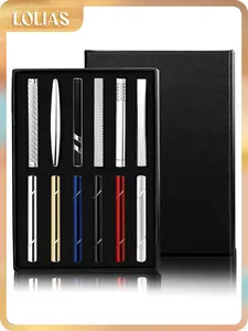 LOLIAS 12Pcs Male Tie Clips - Silver, Black, Gold Tone Tie Bars for Regular Neckties, Classic Clasps for Daily, Wedding, Business Use, with Gift Box