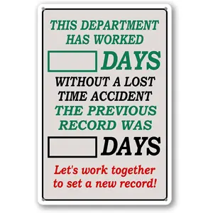 Funny Yard Metal Signs Outdoor Warning Tin Sign Days Since Last Incident Sign Days Without Accident Sign Day Counter Signs 8"x12"