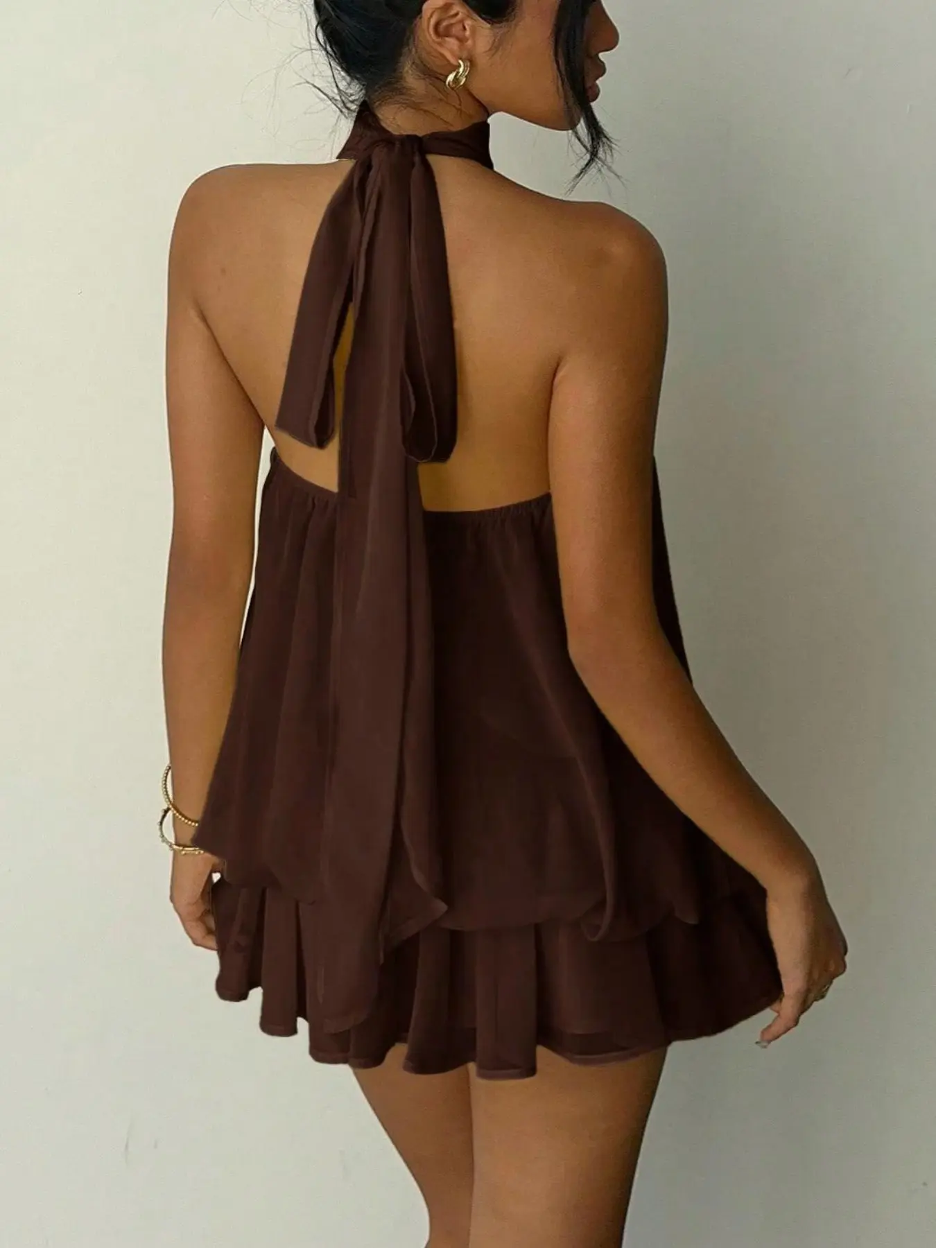 fashion show mini dress Lace Up Corset Bubble Mini Dress