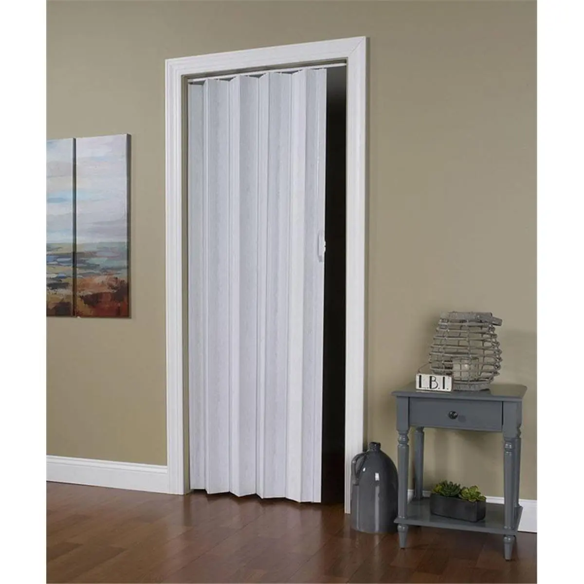 Spectrum VIA4880MEC Value Folding Dual Panel Patio Door - 48x80 in. Via White Mist Vinyl Panels, Flexible Hinges, Solid Construction, Folding Door, Dual Panel Doors