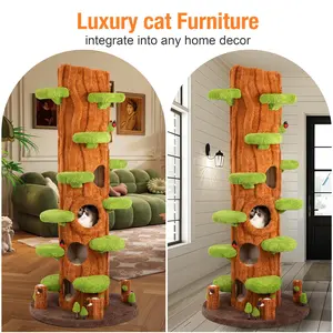 Summervibes LHBcraft Luxury Cat Tree Simulatin Tree Shape, cat climbing tree, Multi-layered cat tree, suitable for multiple cat family, Luxury House, stable, comfortable,
