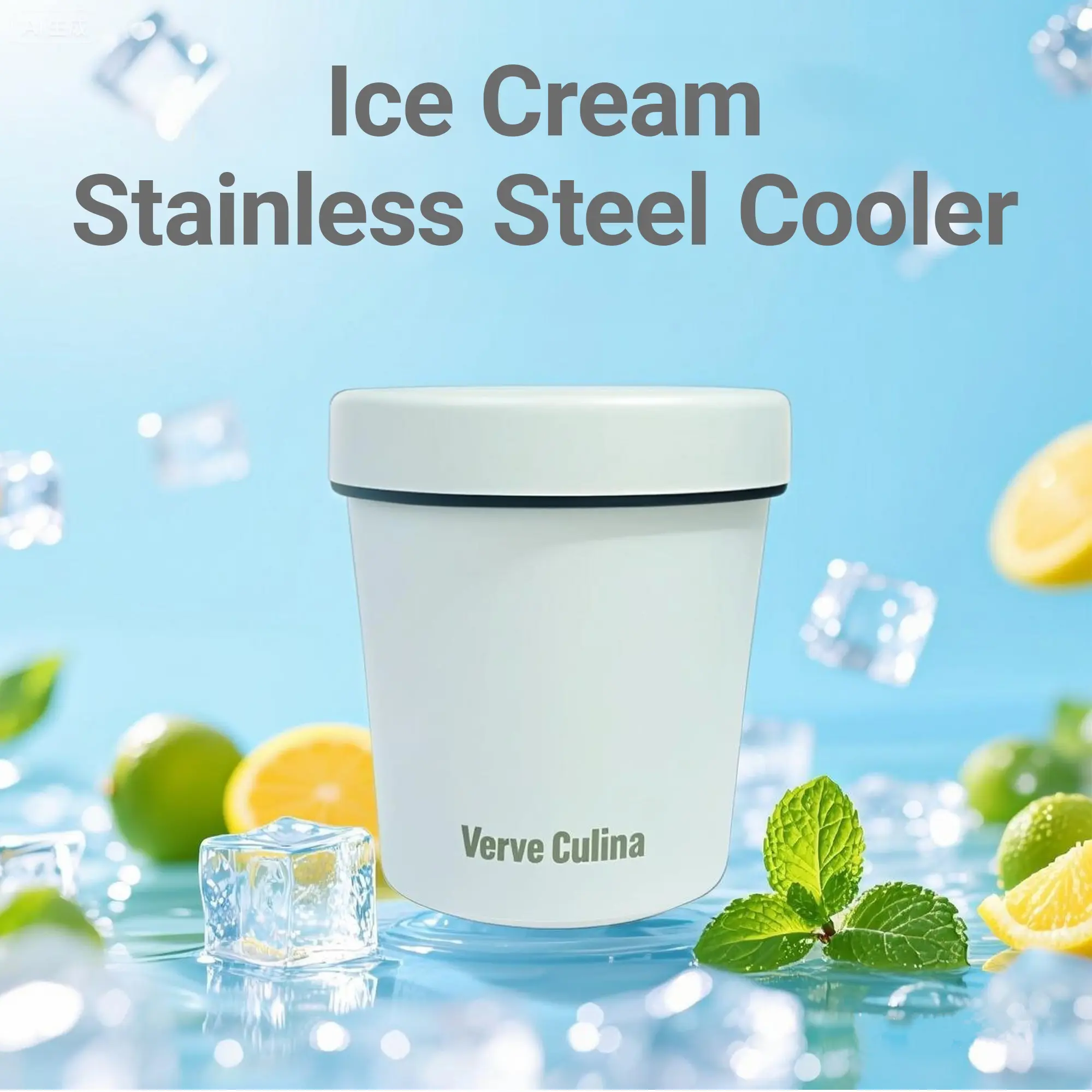 Verve Culina Summer Ice Cream Cup 304 Stainless Steel 16OZ Double Wall Vacuum Insulated Leakproof Cooler Keeps Frozen 4 Hours Portable Travel Mug
