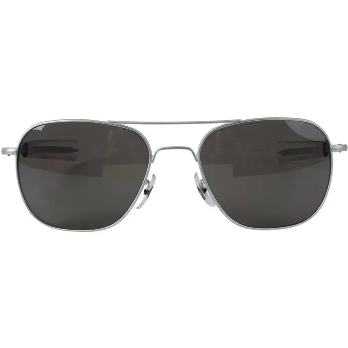 American Optical AO Eyewear Genuine GI Air Force Aviators - Matte Silver Pilots Sunglasses USA Made