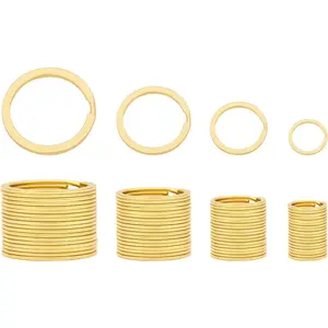40 Pack Key Ring  Mix 4 Sizes Golden Metal Flat Split Key Chains Rings for    Tag Office Lanyards  Attachment